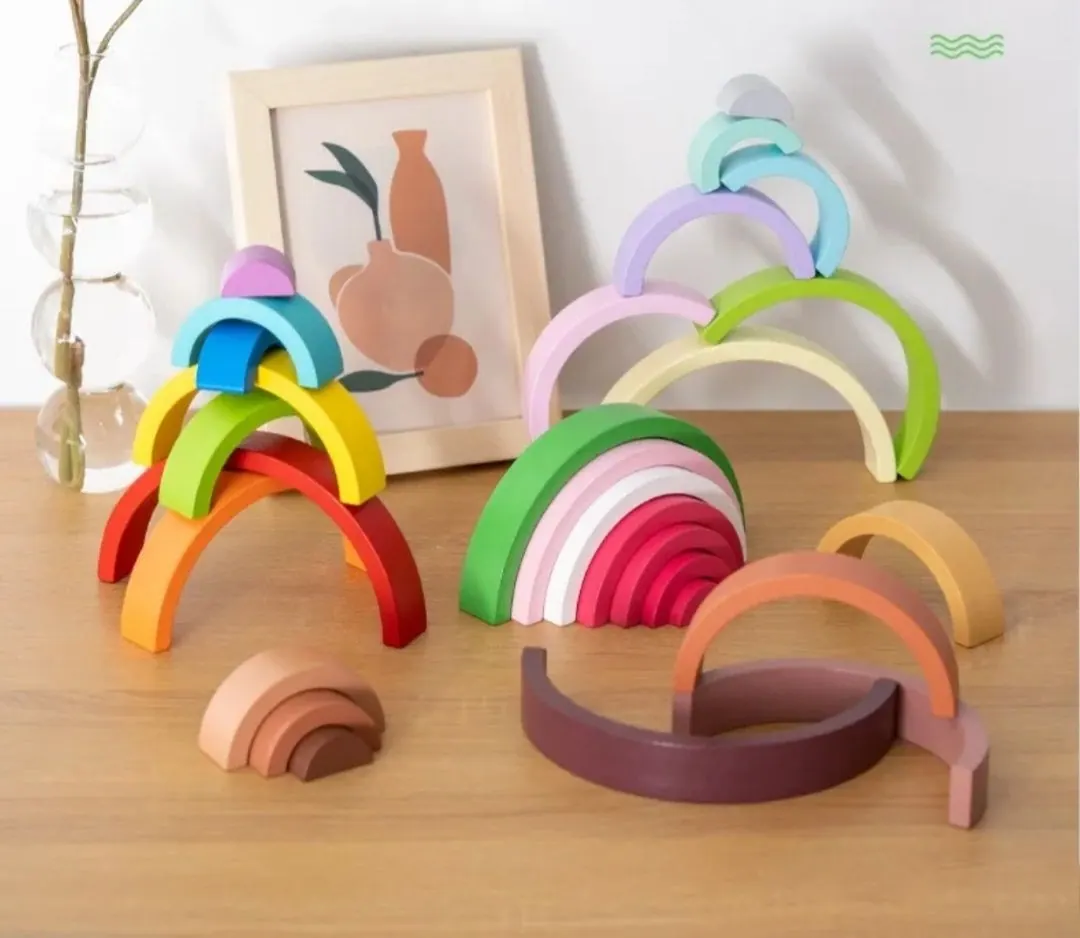 Wooden Stacking Rainbow Blocks