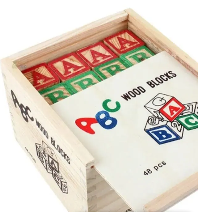 48 Pcs Wooden Alphabet Blocks