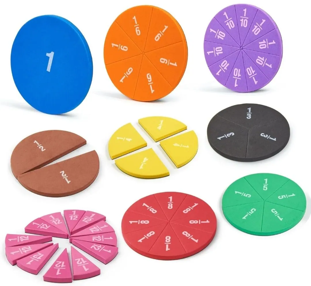 Magnetic Fraction Tiles & Fraction Circles 51 pcs