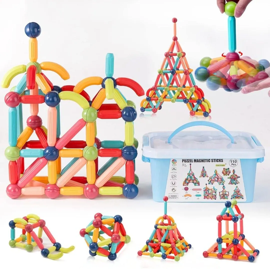 Magnetic Sticks STEM for Kids: 3 4 5 6 7 8+ Year Old 110pcs