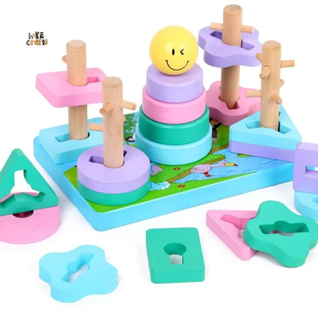 Educational Wooden Sorting & Stacking Toys for Toddlers